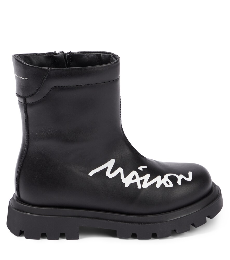  Mm6 Maison Margiela Kids Mm6 Maison Margiela Kids Logo Leather Boots 