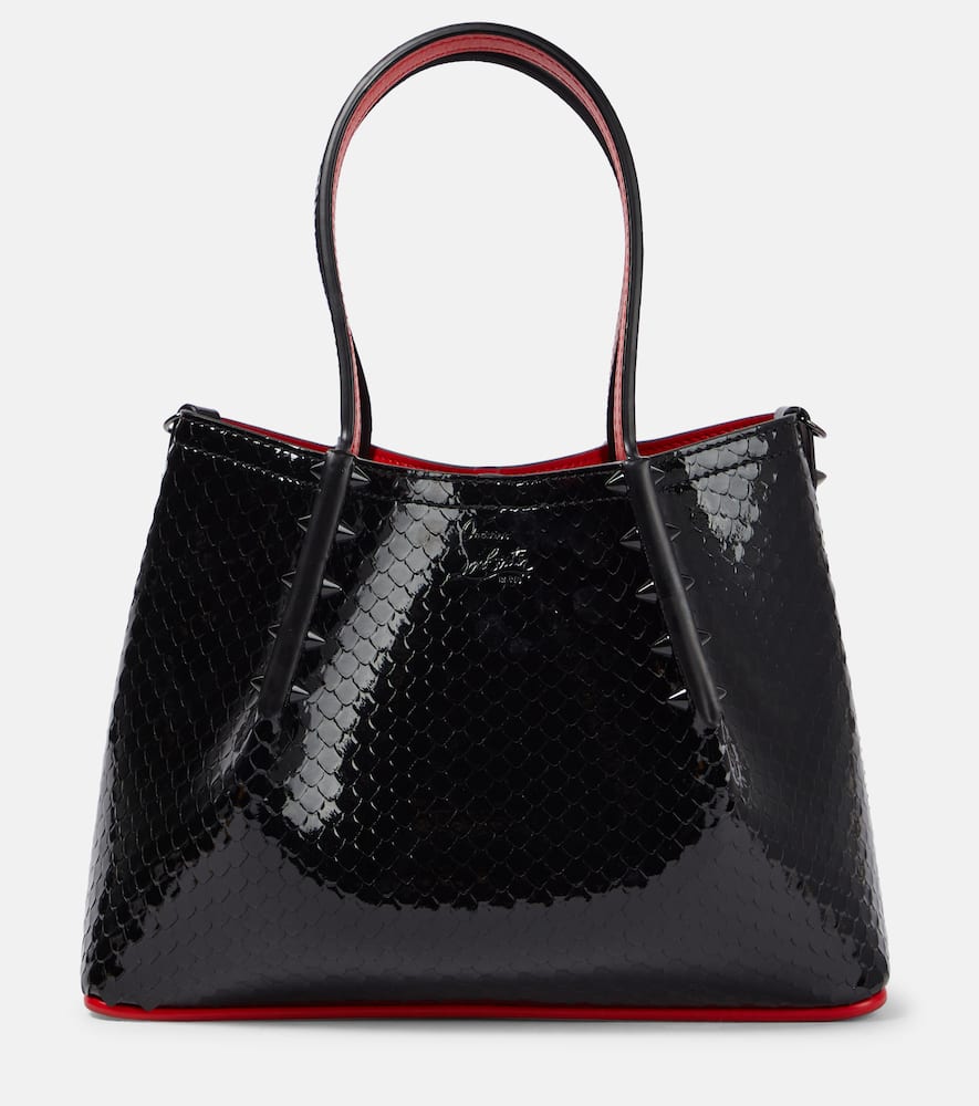 Christian Louboutin Cabarock Mini Patent Leather Tote Bag In Black