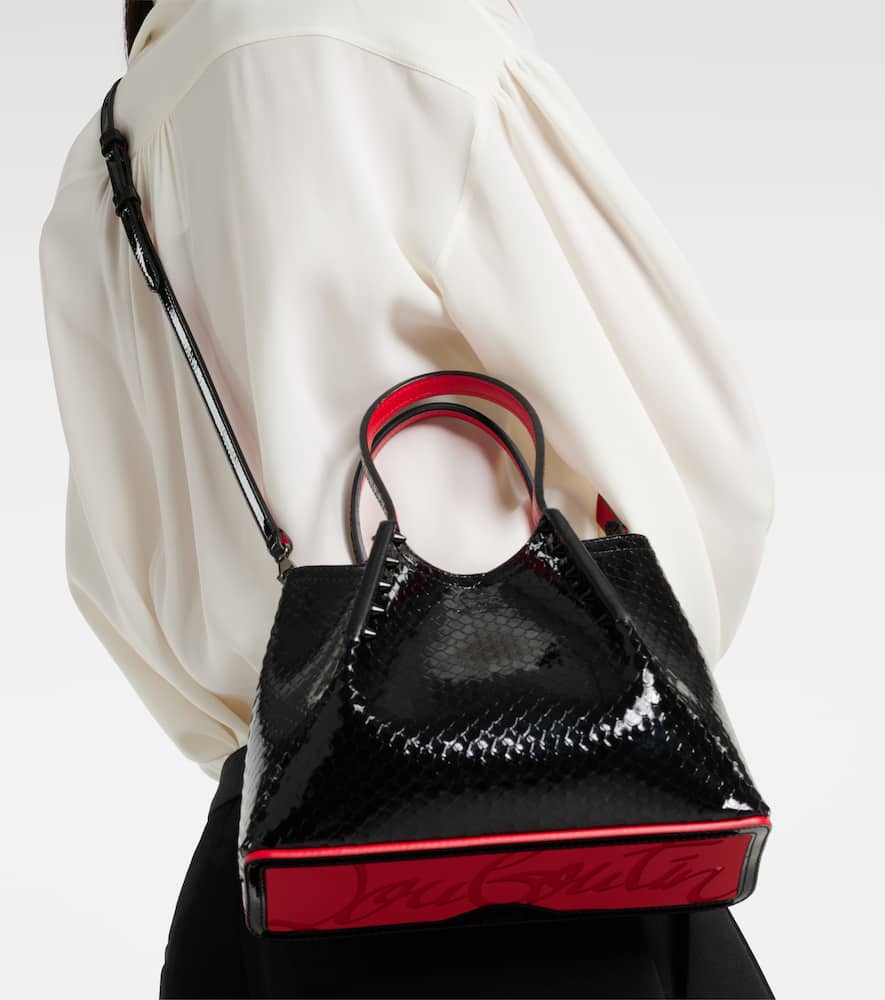 Christian Louboutin Cabarock Mini Patent Leather Tote Bag In Black