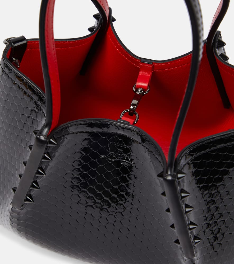Christian Louboutin Cabarock Mini Patent Leather Tote Bag In Black