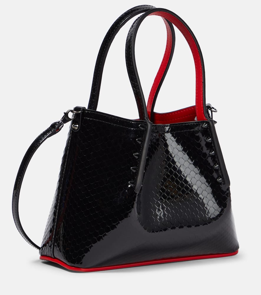 Christian Louboutin Cabarock Mini Patent Leather Tote Bag In Black