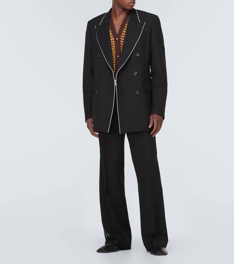 Shop Wales Bonner Rise Double-breasted Wool Blazer In Black