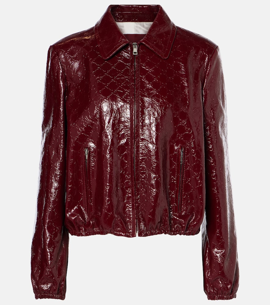Leather bomber jacket