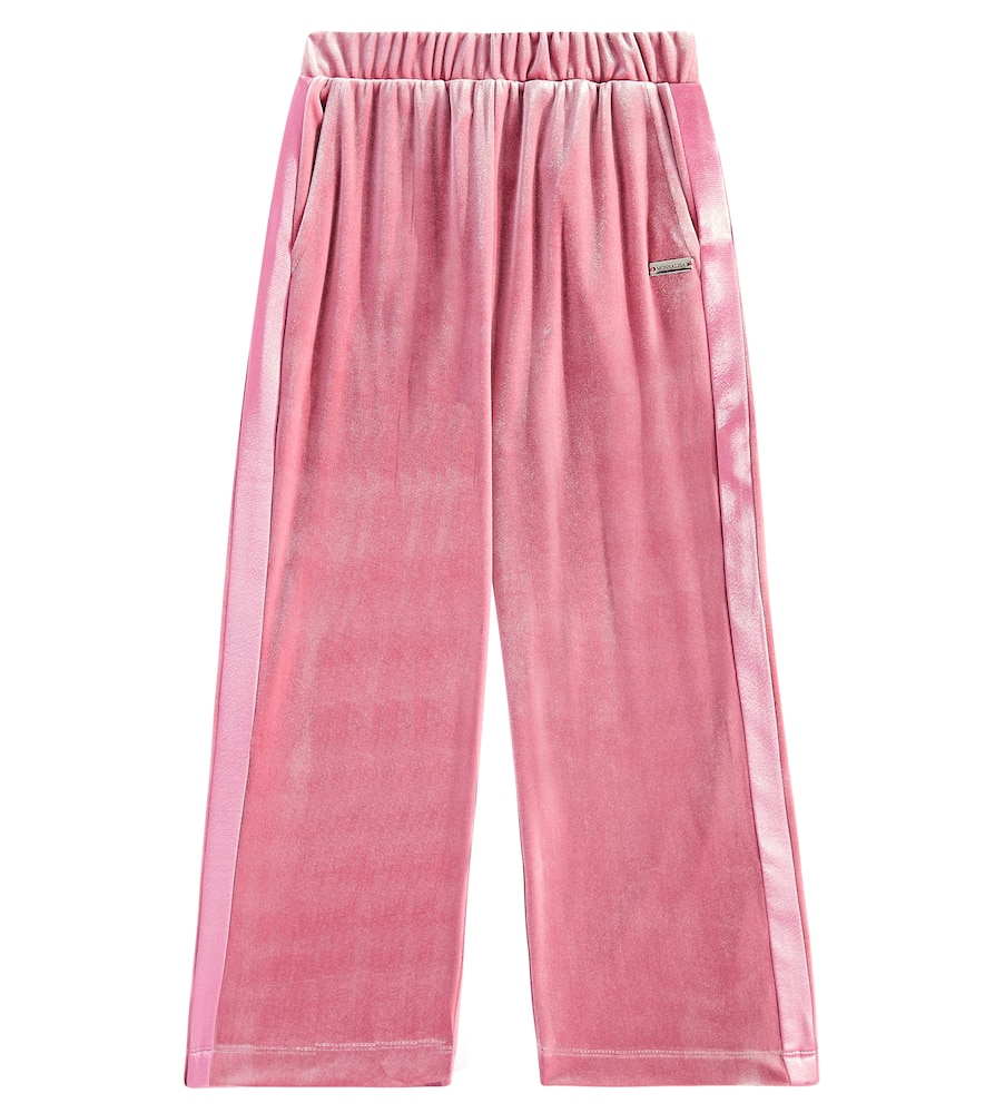 Monnalisa Kids' Velvet Sweatpants In Pink