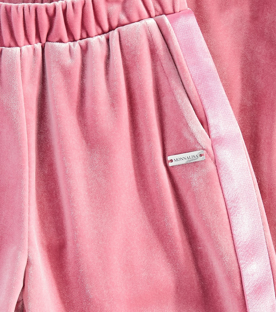 Monnalisa Velvet Sweatpants In Pink