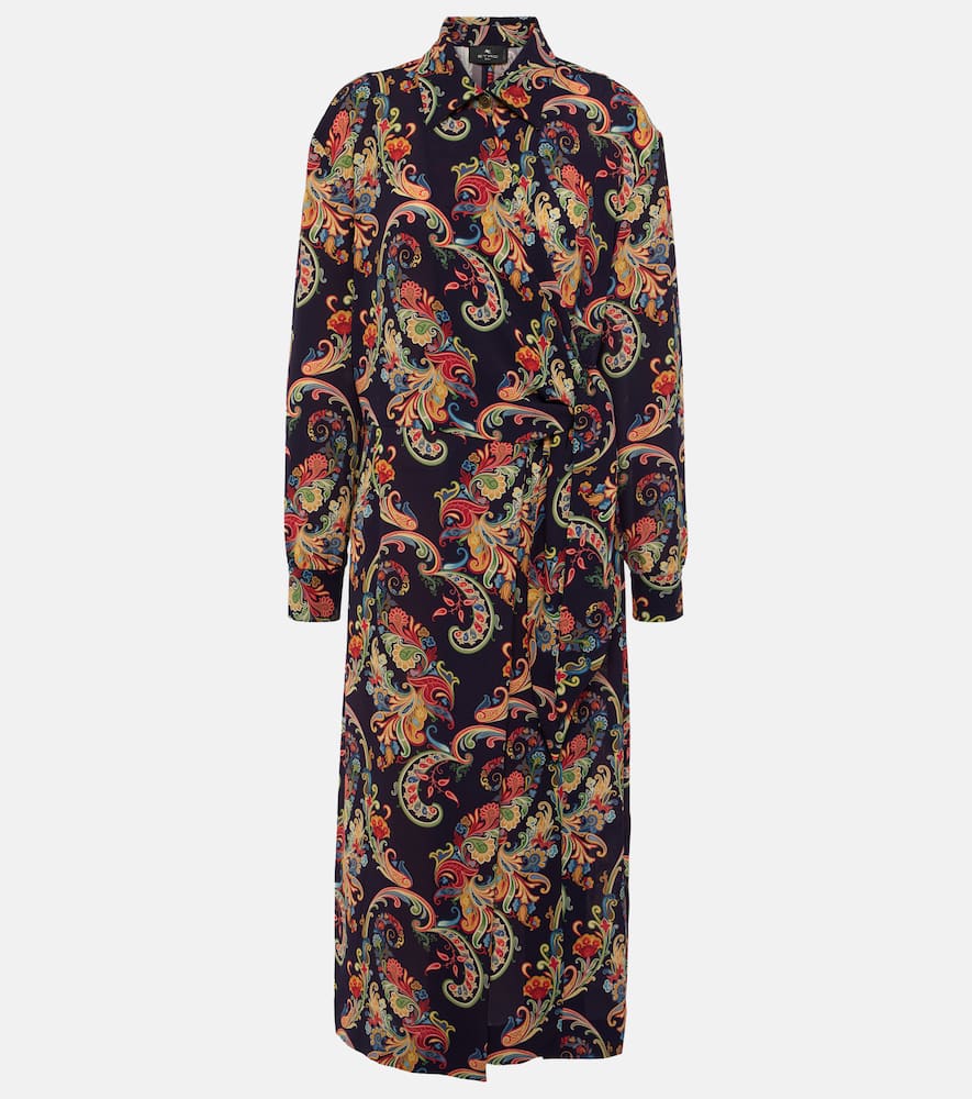 Etro Multicolor Paisley-print Midi Dress In Blue