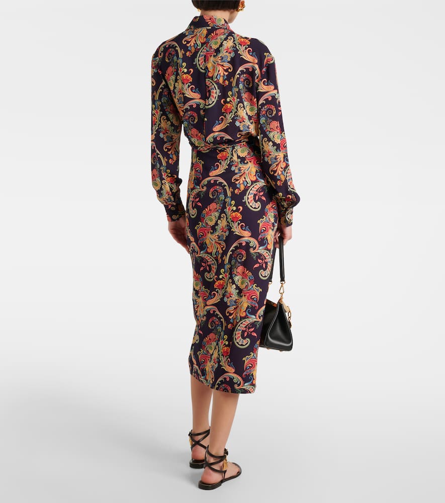 Etro Multicolor Paisley-print Midi Dress In Blue