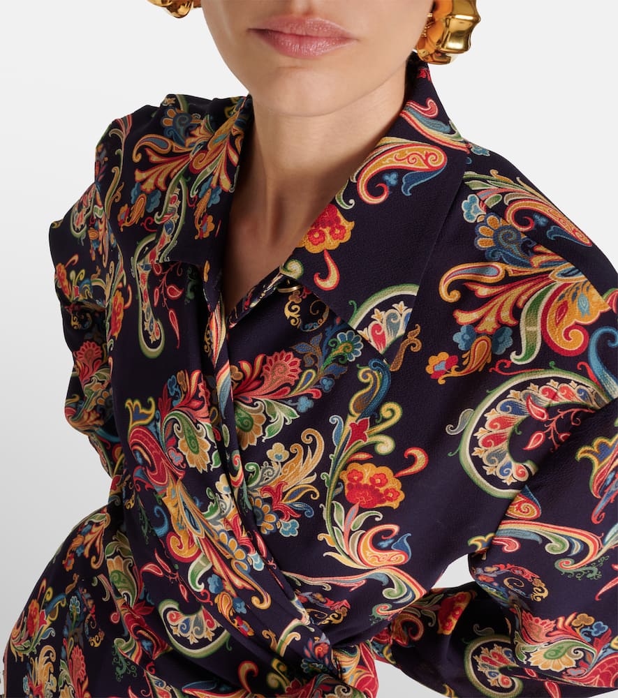 Etro Multicolor Paisley-print Midi Dress In Blue