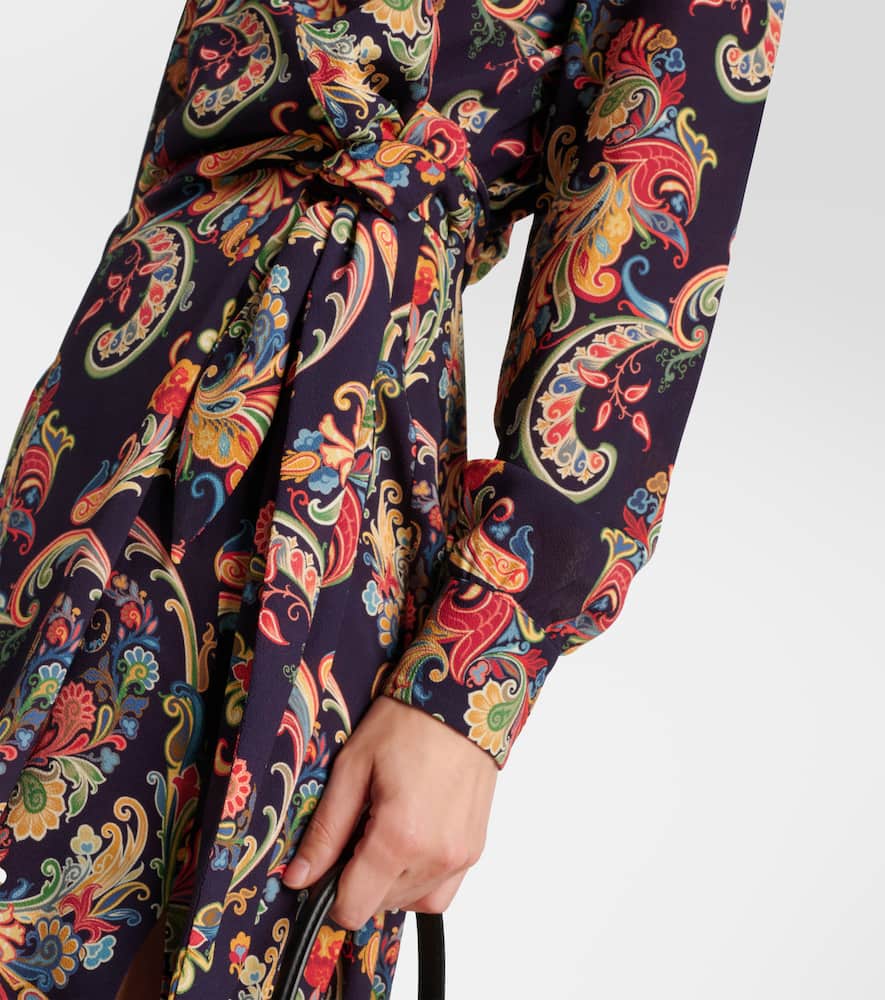 Etro Multicolor Paisley-print Midi Dress In Blue