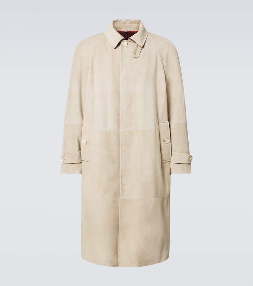 Brunello Cucinelli Suede Car Coat In Burgundy