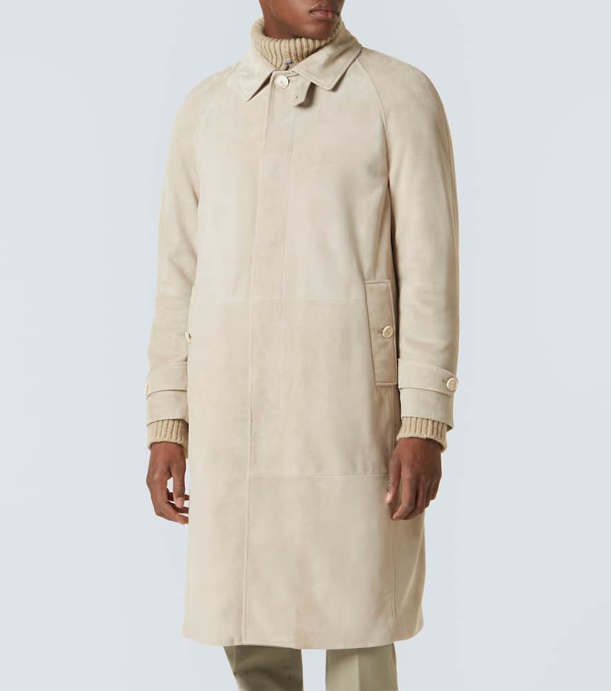 Brunello Cucinelli Suede Car Coat In Burgundy