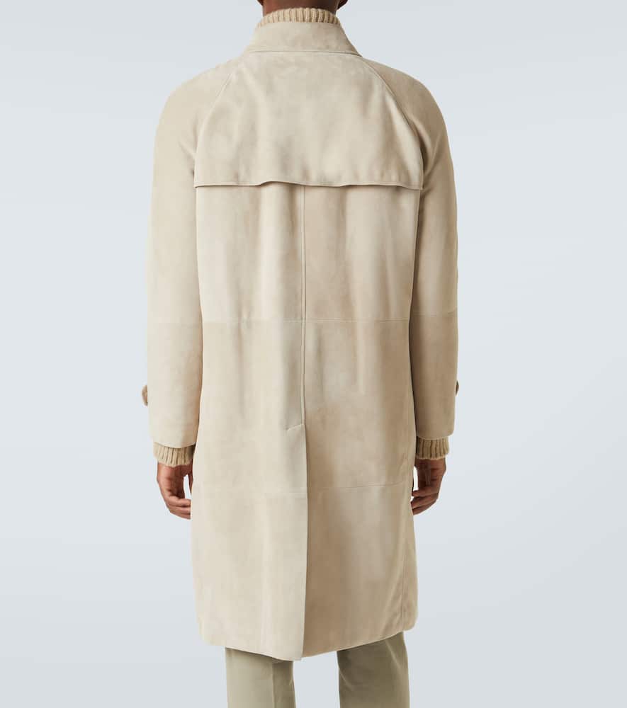 Brunello Cucinelli Suede Car Coat In Burgundy