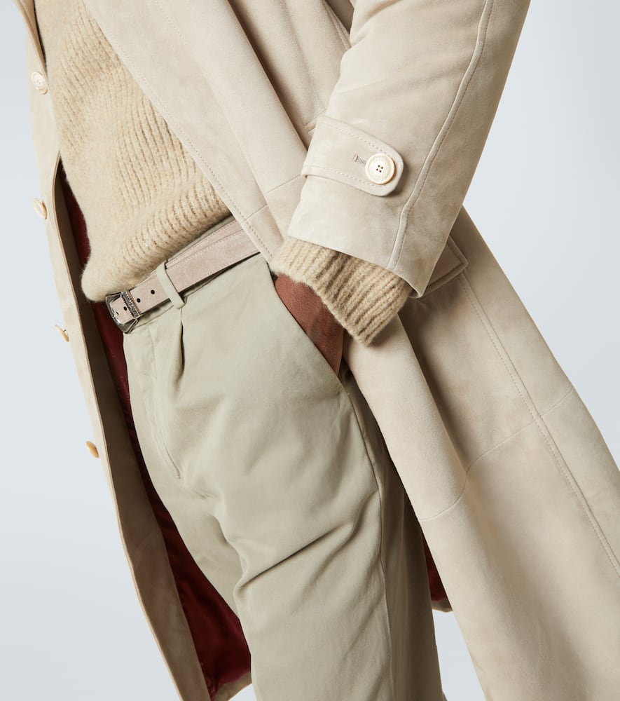 Brunello Cucinelli Suede Car Coat In Burgundy