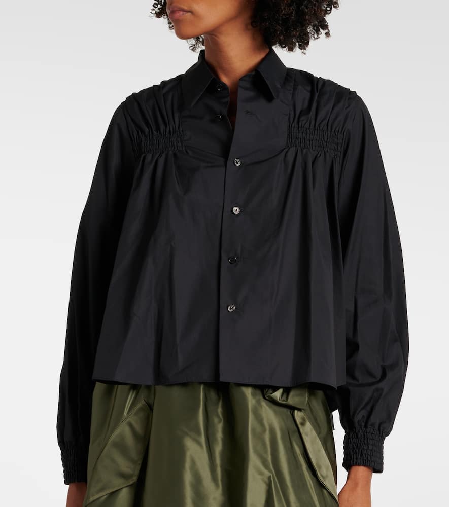 Shop Noir Kei Ninomiya Shirred Cotton Shirt In Black