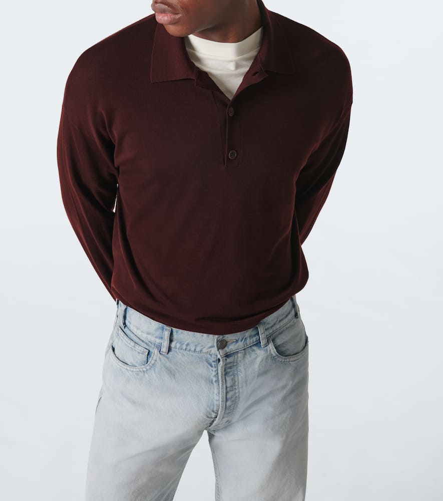 The Row Miso Wool Polo Sweater In Burgundy
