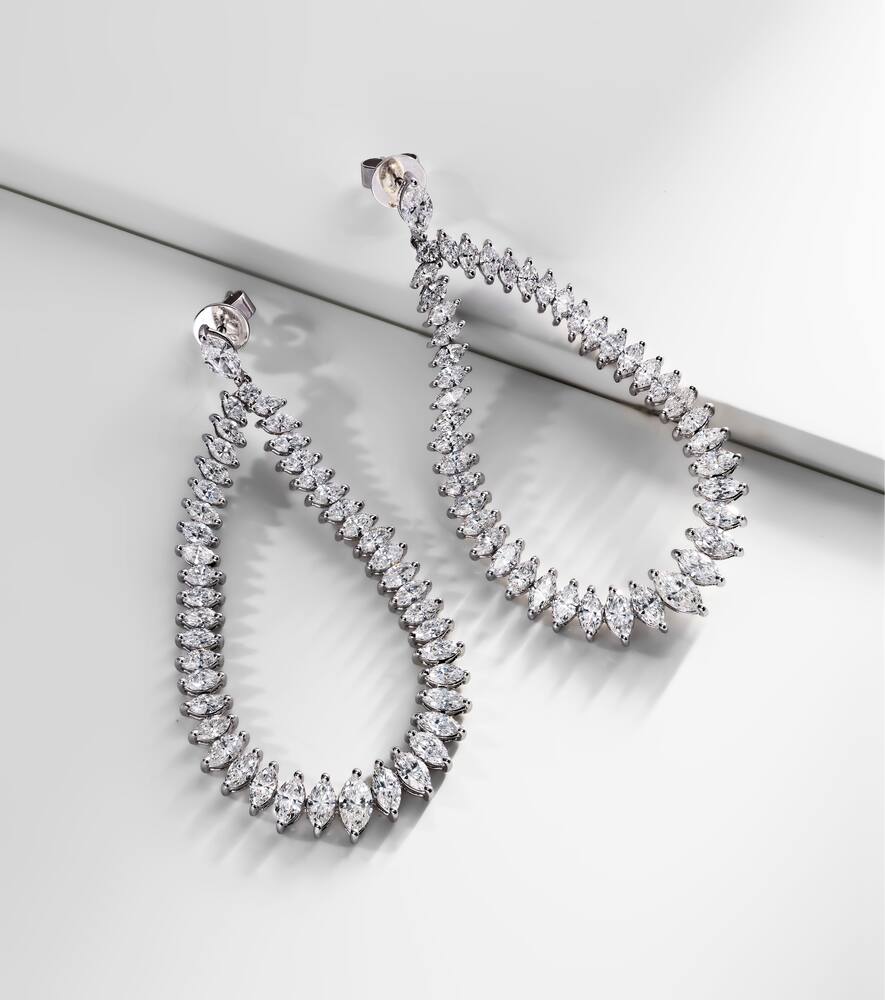 Anita Ko 18kt White Gold Earrings With Diamonds In Silver