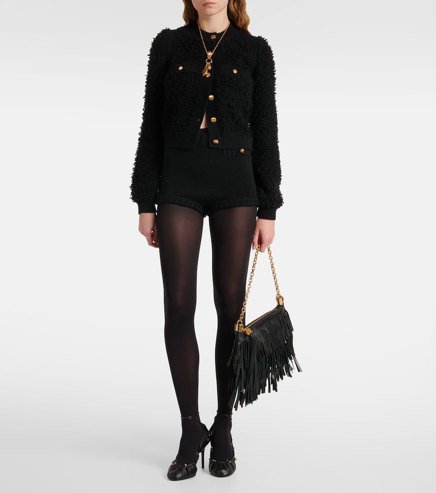 Chloé Foulard Fringed Leather Shoulder Bag In Black
