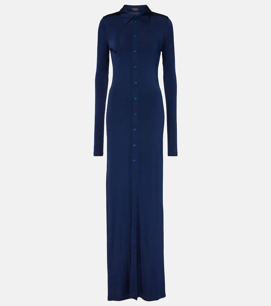 Shop Balenciaga Jersey Maxi Dress In Blue