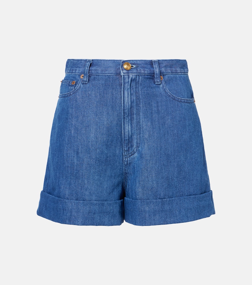 Cotton and linen denim shorts