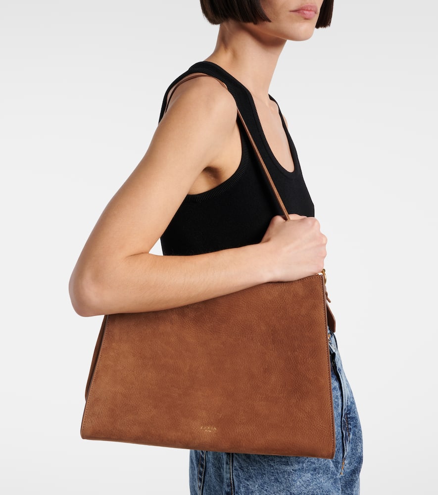 Alaïa Le Click Medium Suede Shoulder Bag In Braun