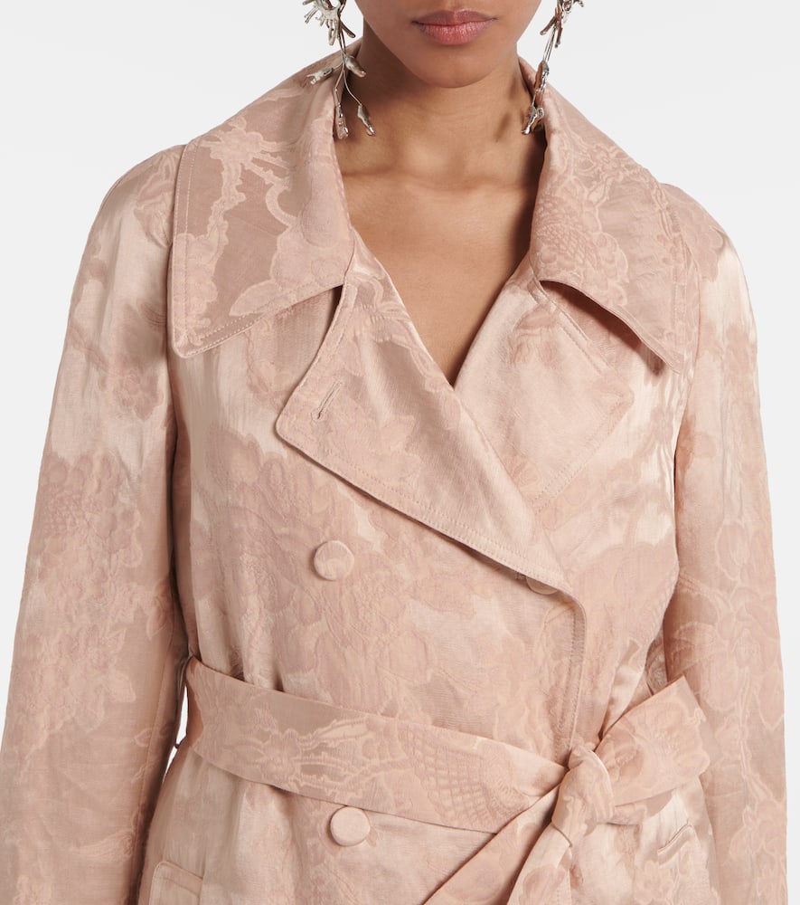 Dries Van Noten Floral Linen-blend Jacquard Coat In Pink