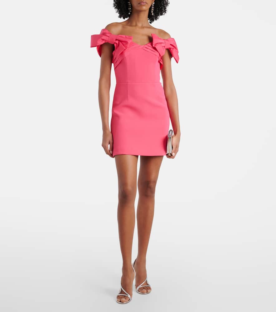 Rebecca Vallance Womens Rogue Red Posey Off-the-shoulder Stretch-crepe Mini Dress In Pink