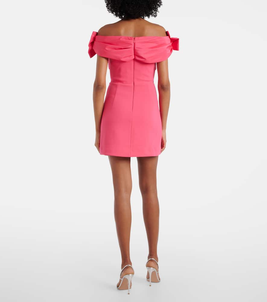 Rebecca Vallance Womens Rogue Red Posey Off-the-shoulder Stretch-crepe Mini Dress In Pink