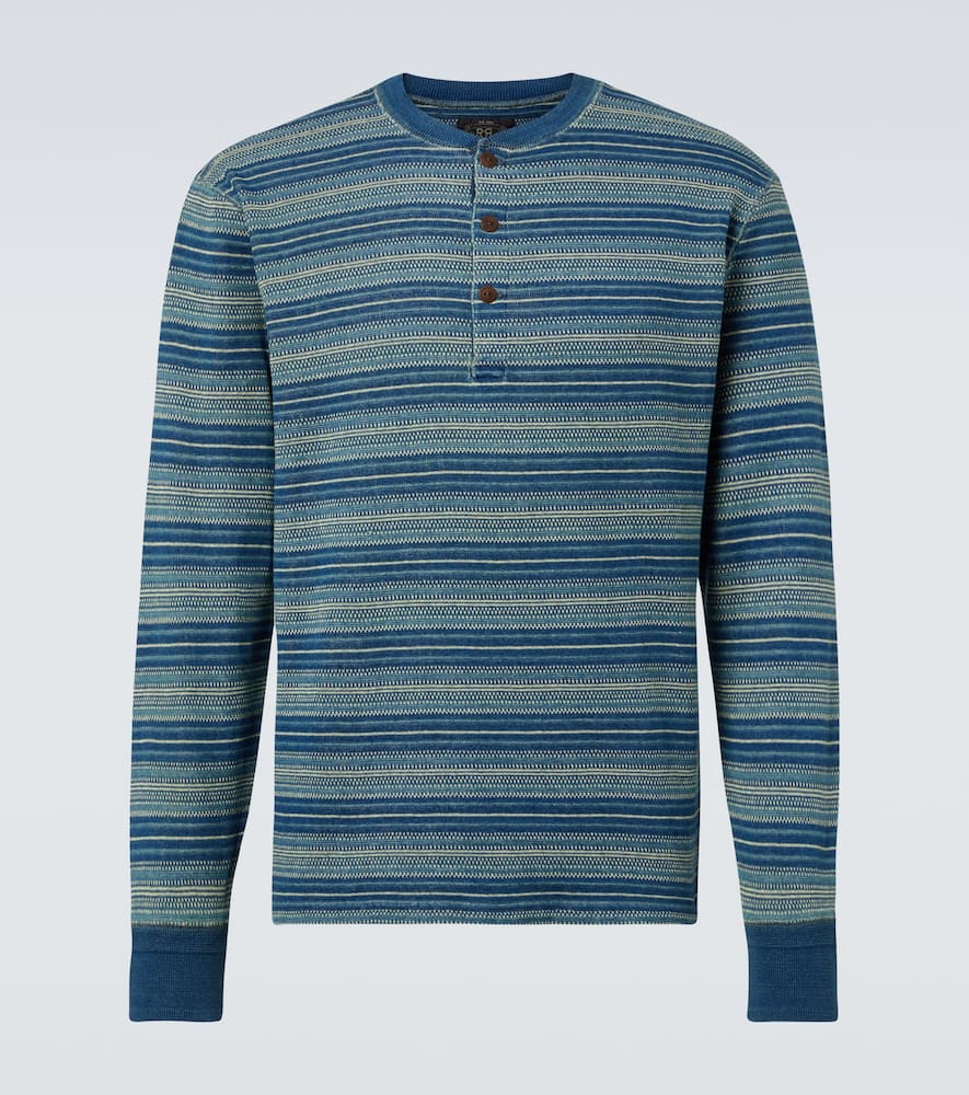 Cotton jacquard Henley shirt
