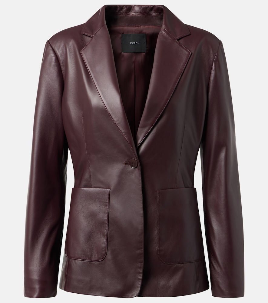 Joseph Leather Blazer In Burgundy