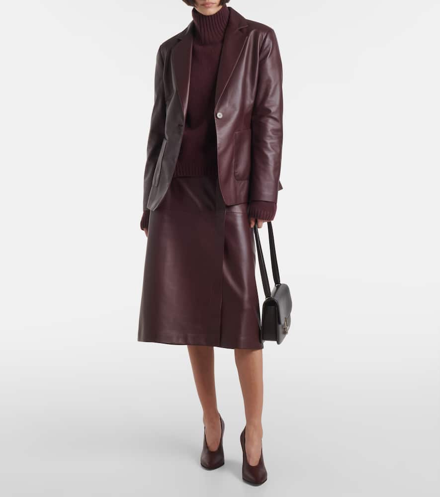 Joseph Leather Blazer In Burgundy