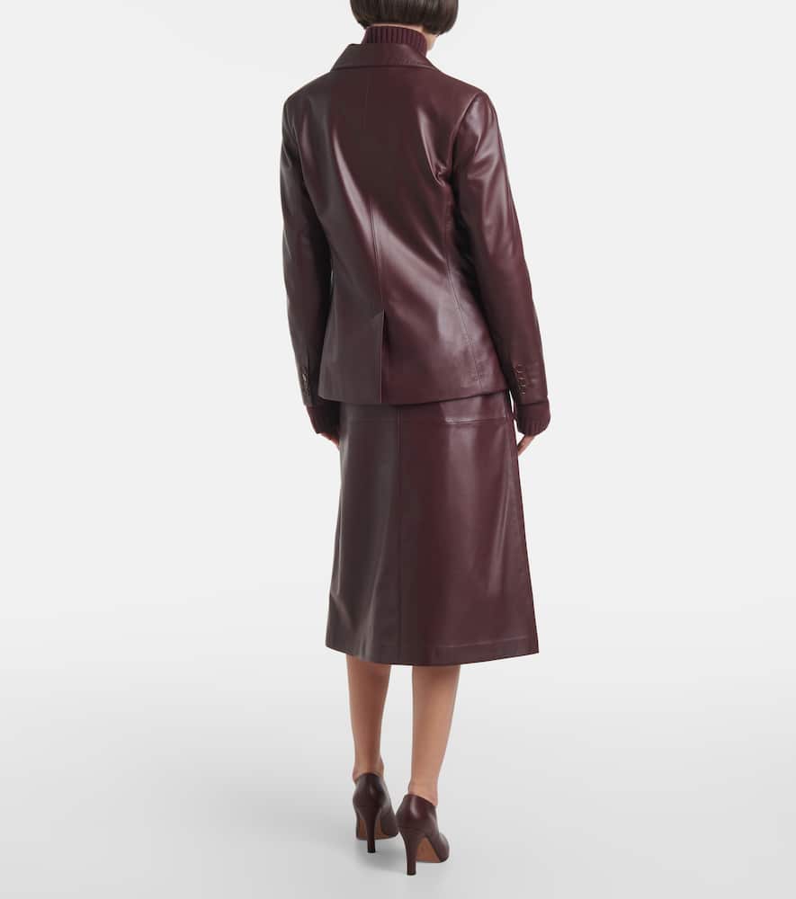 Joseph Leather Blazer In Burgundy