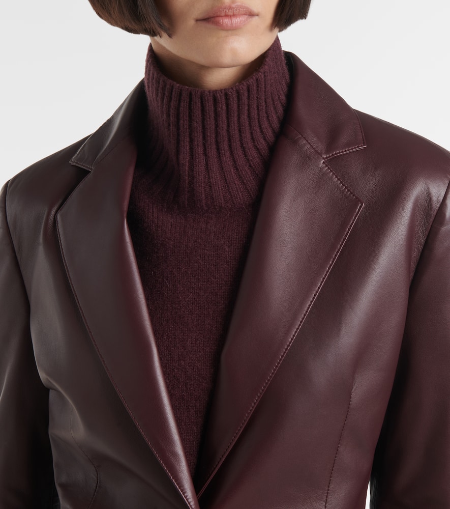 Joseph Leather Blazer In Burgundy