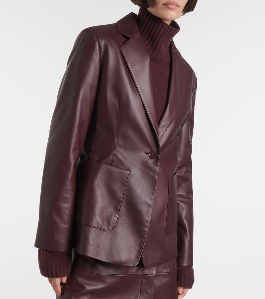 Joseph Leather Blazer In Burgundy