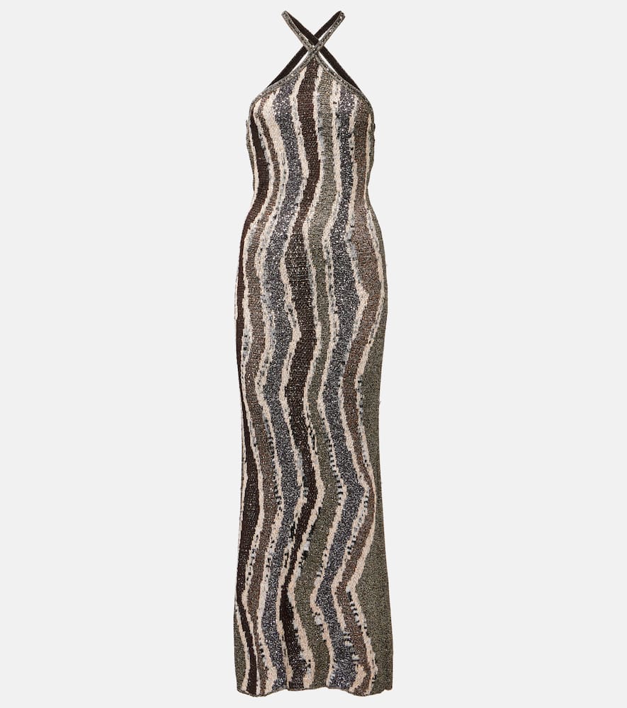 Missoni Sequined Open-back Lamé Gown In Multi