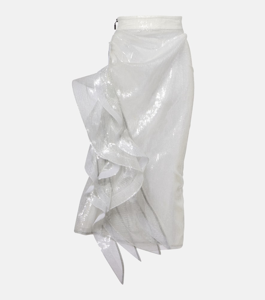Maticevski Hymn Ruffled Sequined Midi Skirt In White