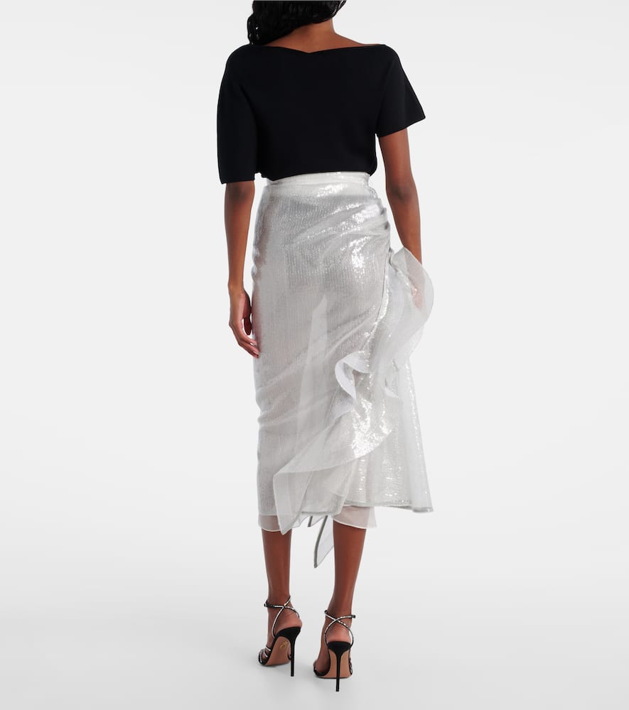 Maticevski Hymn Ruffled Sequined Midi Skirt In White