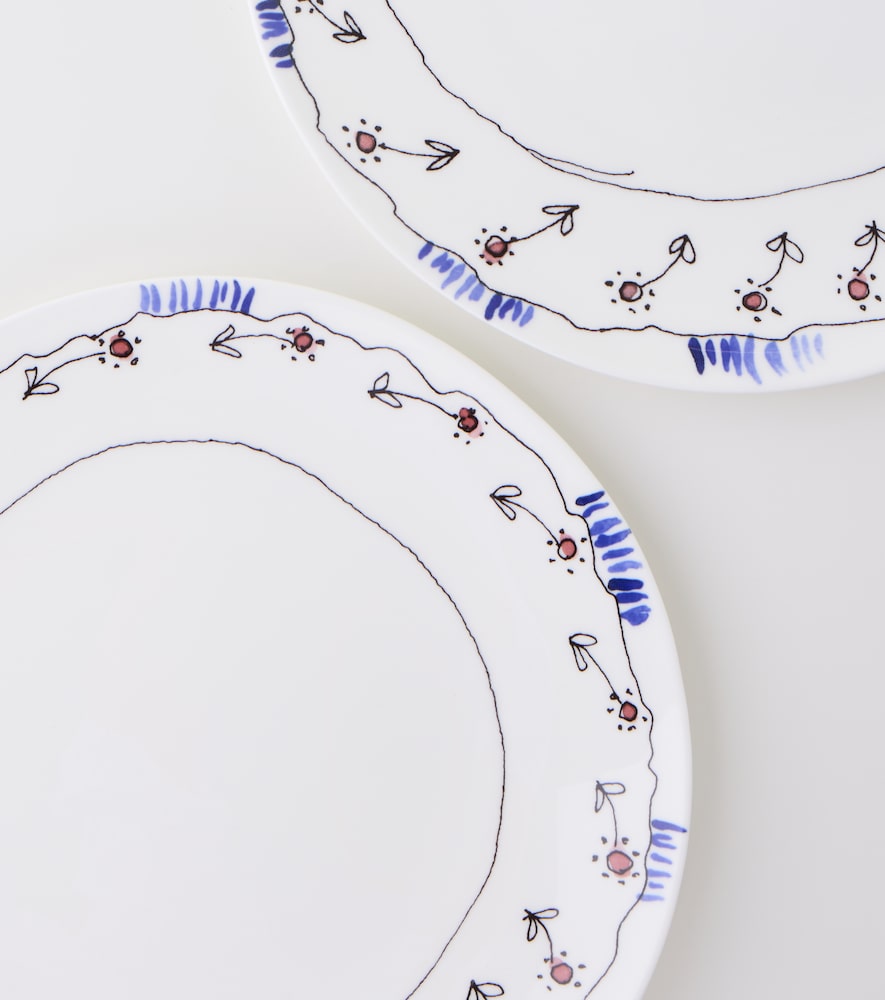  Serax Serax Midnight Flowers Anemone Milk Set Of 2 Starter Plates By Marni 