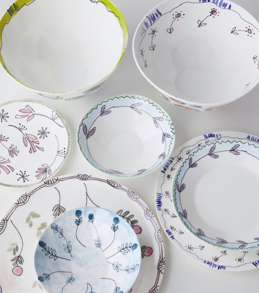  Serax Serax Midnight Flowers Anemone Milk Set Of 2 Starter Plates By Marni 