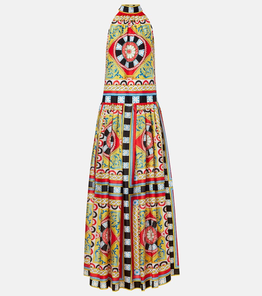 Taormina printed halterneck silk gown