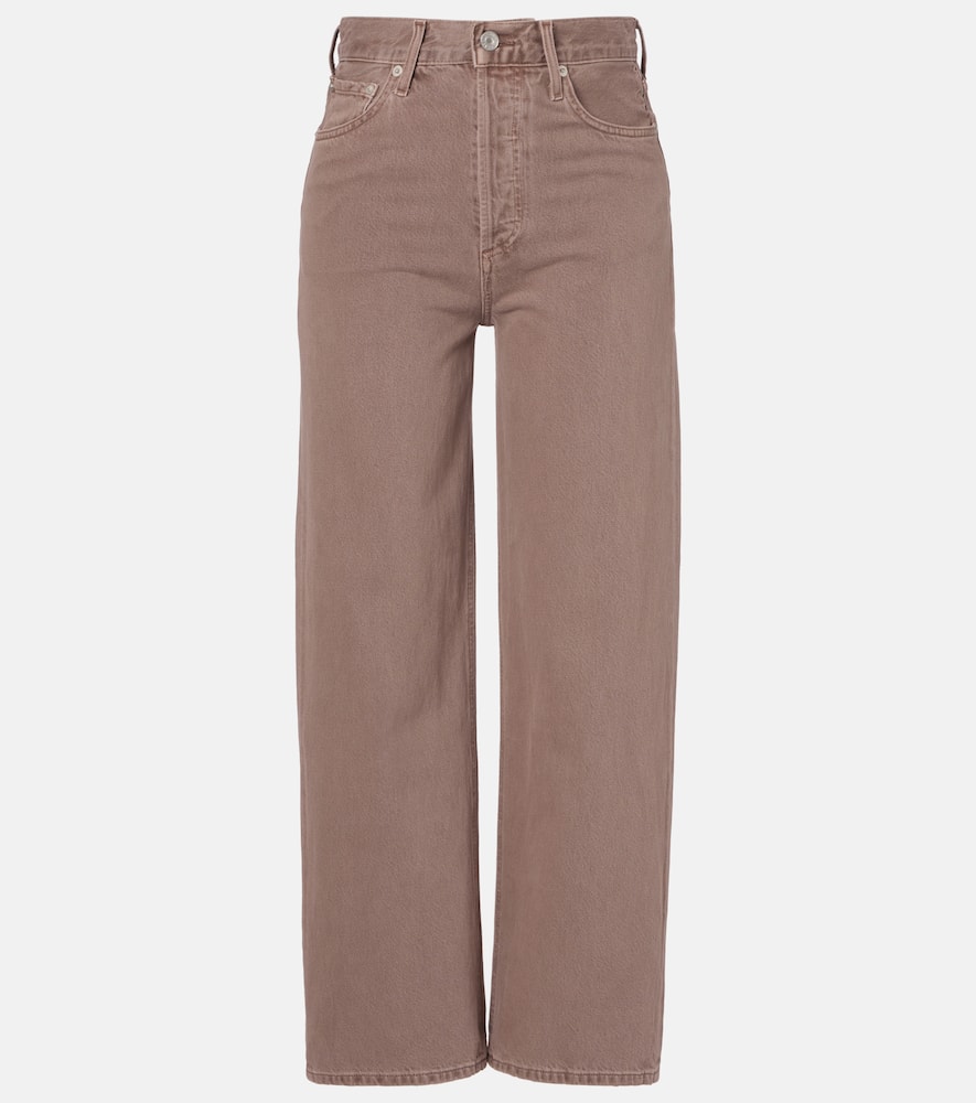 Agolde High-rise Wide-leg Jeans In Brown