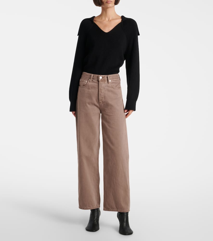 Agolde High-rise Wide-leg Jeans In Brown