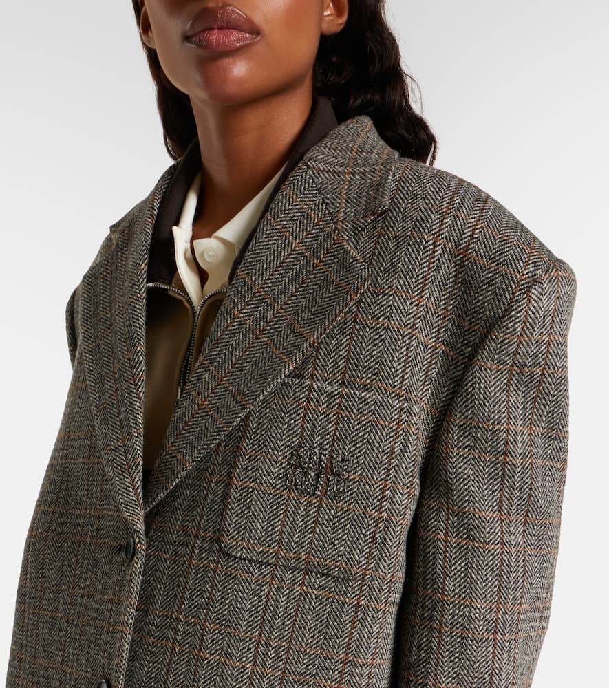 Miu Miu Single-breasted Chevron Jacket In Gray