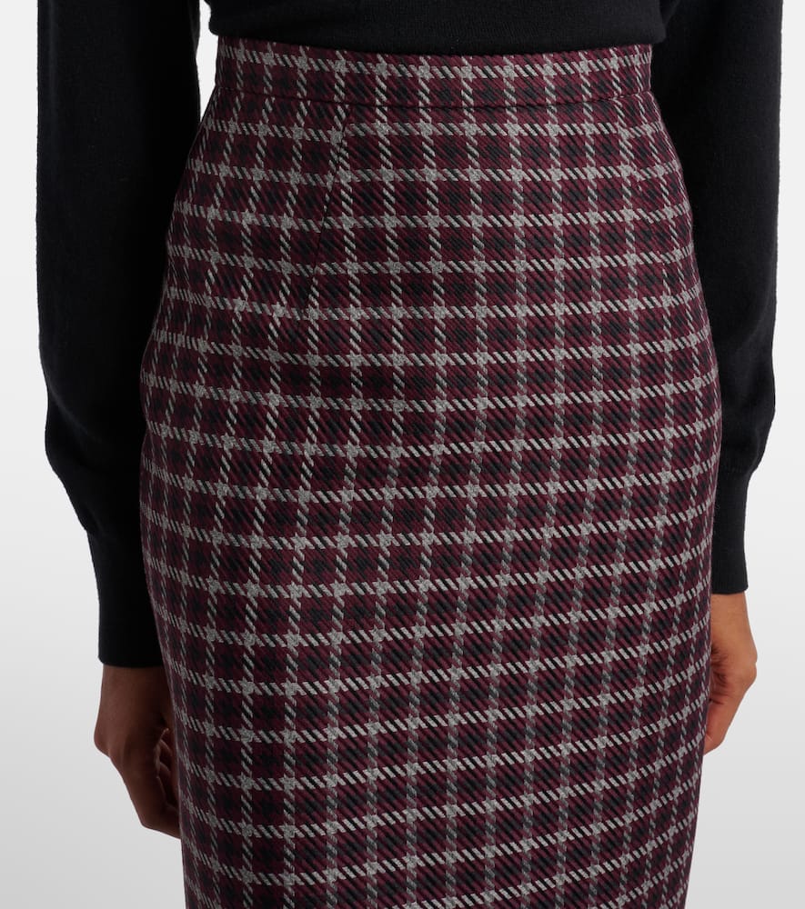 Emilia Wickstead Lorelei Houndstooth Genzianella Pencil Skirt In Burgundy