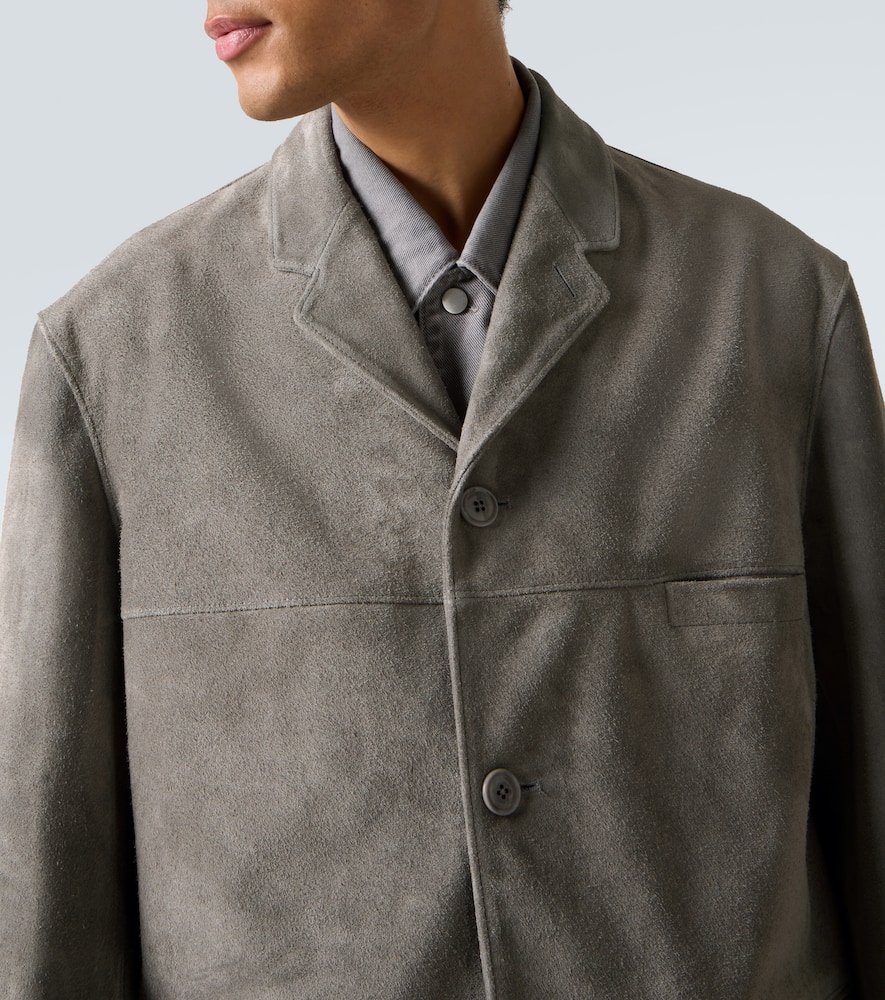 Lemaire Grey Suede Blazer In Gray