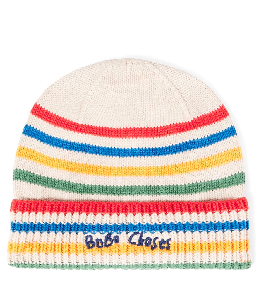 Bobo Choses Baby Tic Tac Toe Striped Cotton Beanie In Multi