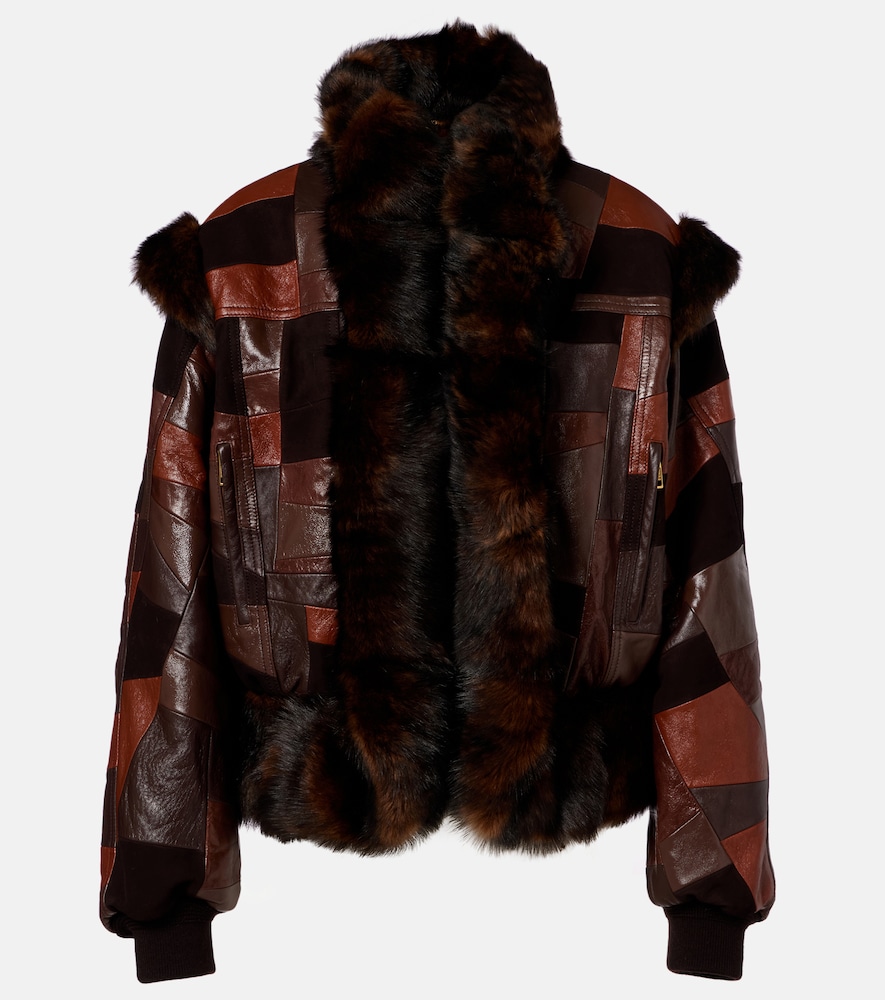 Chloe Chloé Shearling-trimmed leather bomber jacket