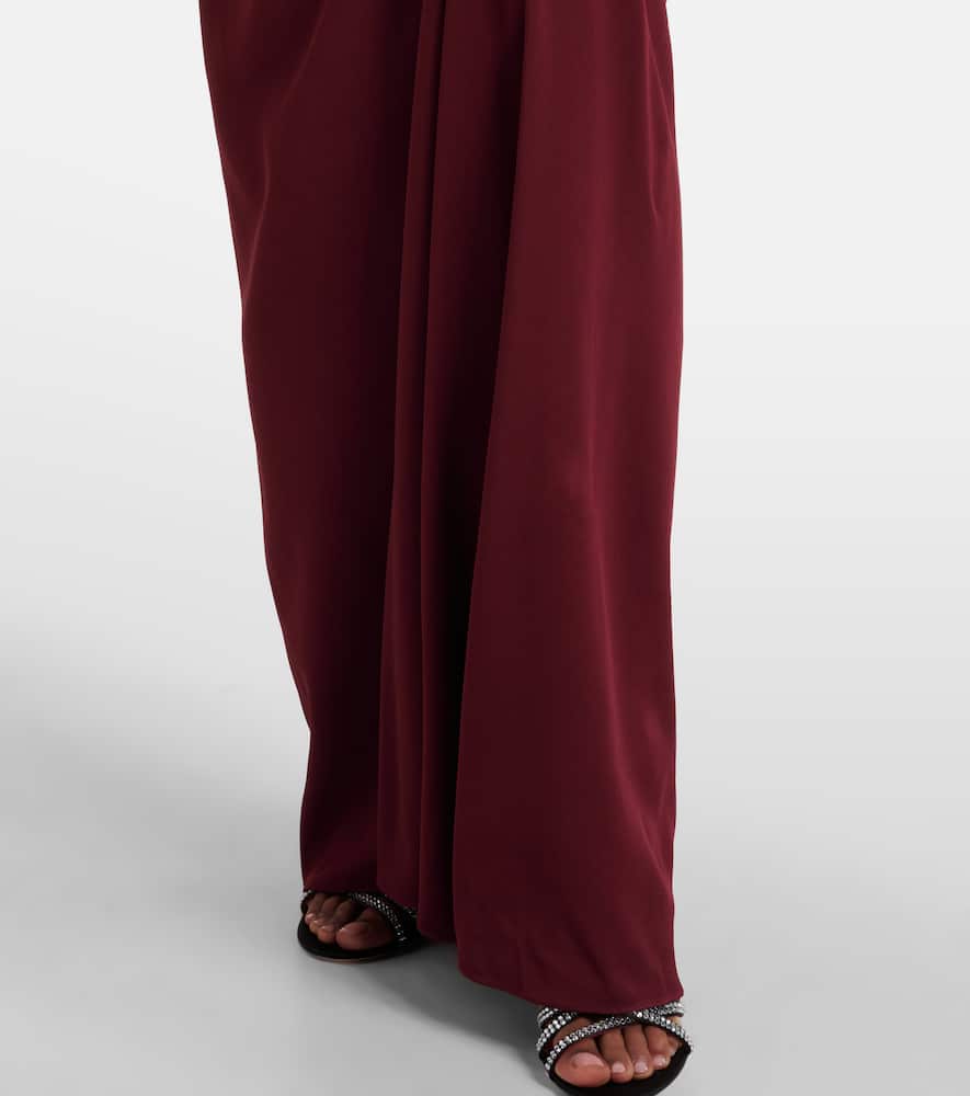 Christopher Esber Gathered Ribbed-knit Gown In Brown