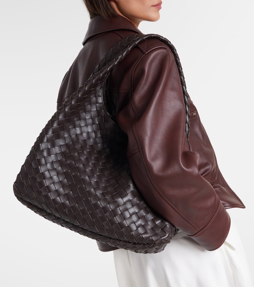 Bottega Veneta Campana Intrecciato Large Leather Tote Bag In Brown