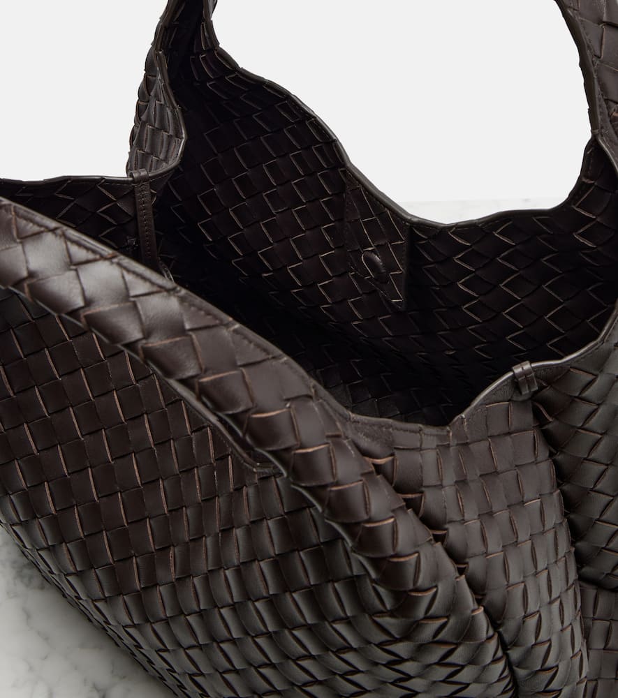 Bottega Veneta Campana Intrecciato Large Leather Tote Bag In Brown