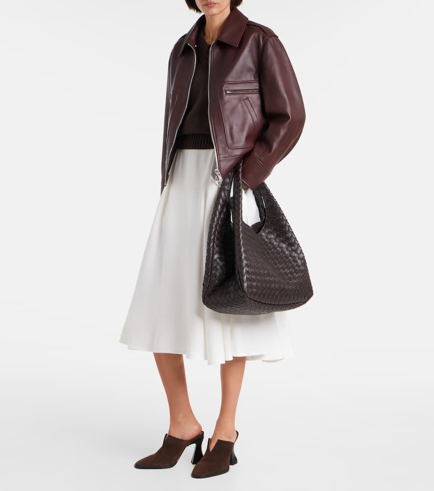 Bottega Veneta Campana Intrecciato Large Leather Tote Bag In Brown